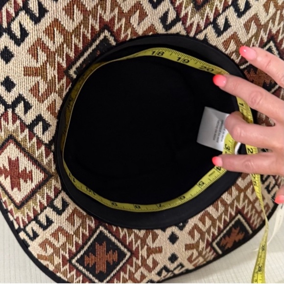 Anthropologie Geometric Patterned Hat - Black, Brown, Cream - Picture 3 of 5